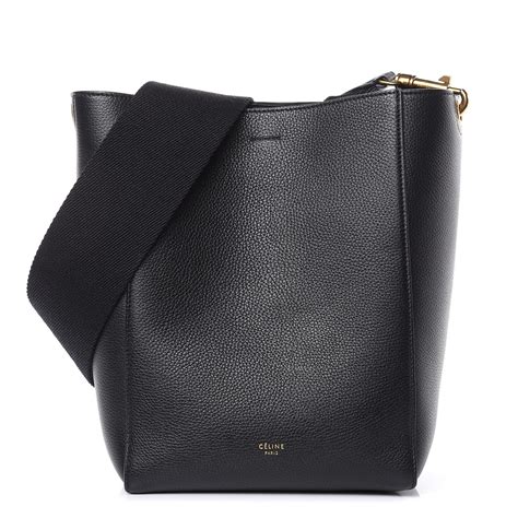 CELINE Soft Grained Calfskin Sangle Bucket Bag Black